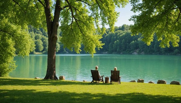 Détente au bord d'un lac dans la provence verte